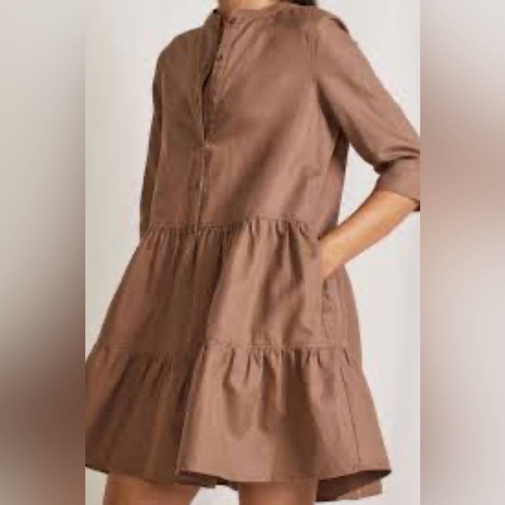 Apiece Apart Maurino Drop Waist Mini Dress Cotton Linen Blend XS